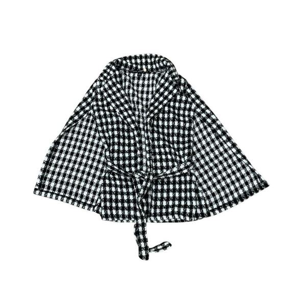 HYFVE Jackets & Blazers - Hyfve Houndstooth Cape Jacket Size Small Black/White Tie Belt Womens